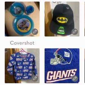 Batman/Joker🧢+Batman dinner 3p set NIB+GIANTS LongSleeved sz4-5